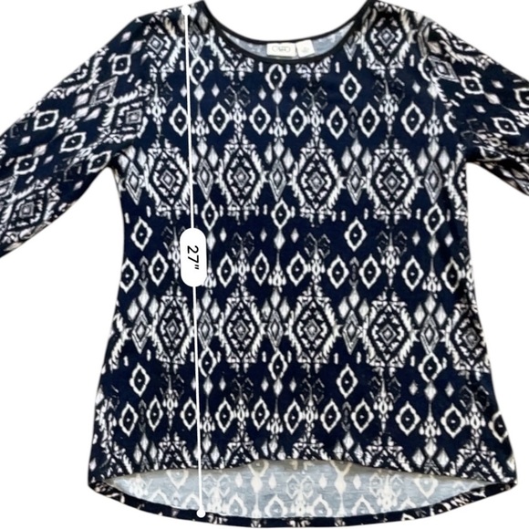 Cato casual tight knit cardigan top M white black geometrical pattern round neck - Picture 6 of 11